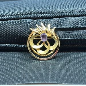 Vintage Signed Burt Cassell 12kt Gold Filled Amethyst Brooch